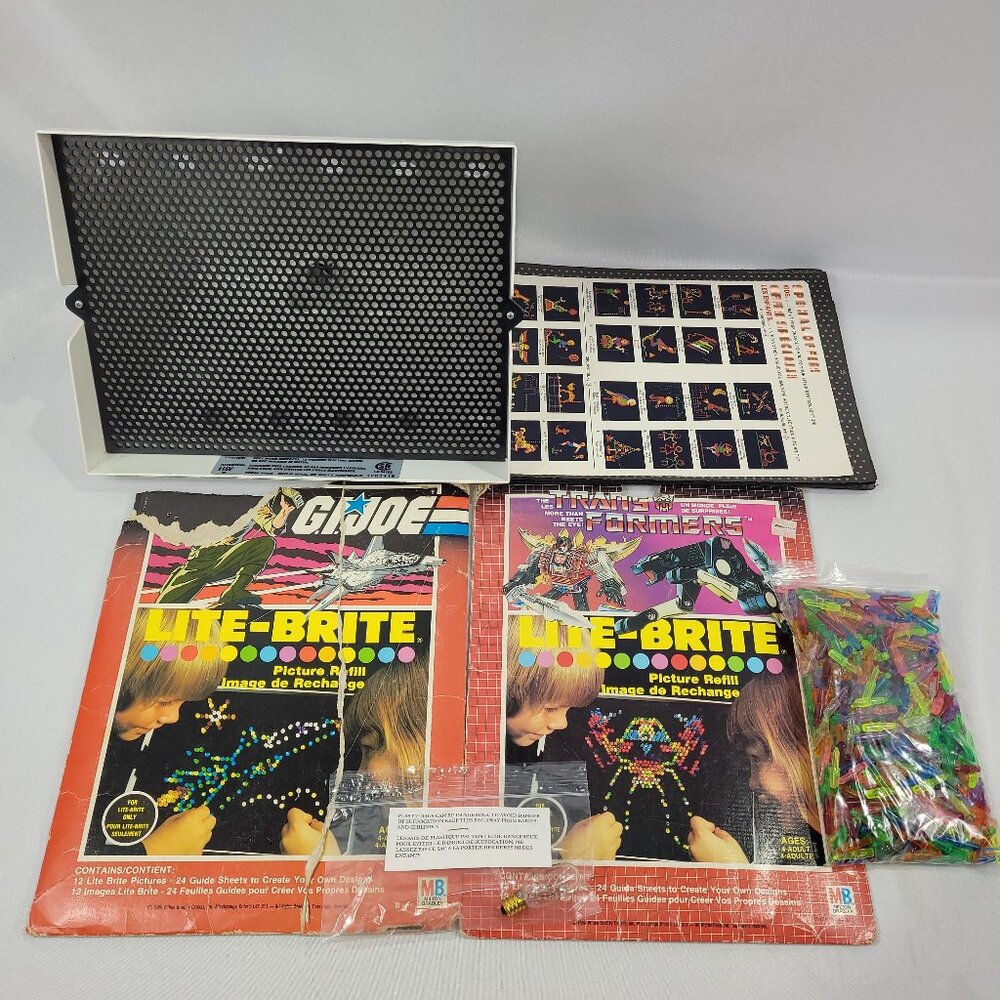 Lite-Brite Vintage 1985 Light Up Set Transformers & GI Joe by Milton Bradley